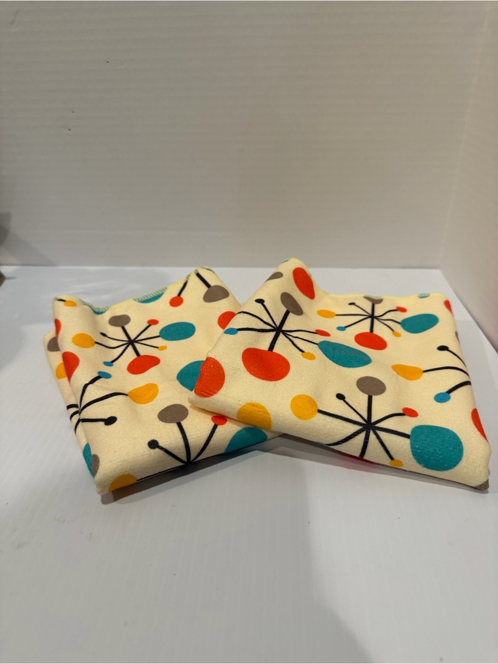 Mid Century Fifties Modern Atomic Retro Colors Kitchen Dish Towel Set of 2 Soft